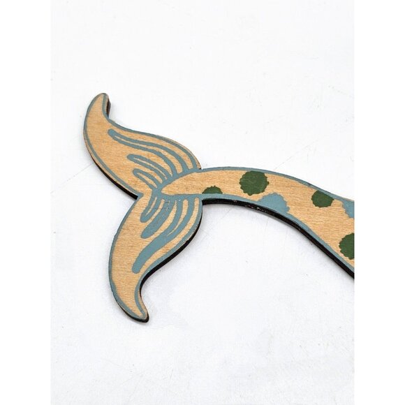 Swimming Mermaid Polka Dot Tail Wood Christmas Tree Ornament Nautical Fantasy - Picture 3 of 5